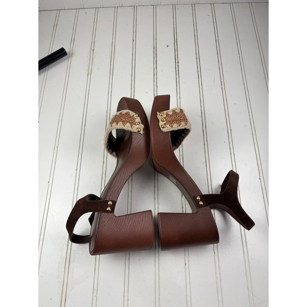 Madden Girl Vintage Y2K Boho Brown Woven Platform Sandals Women's Size 9.5